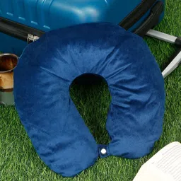 Teakwood Leathers Blue Faux Velvet Lightweight Travel Pillow-picture-34