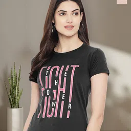 Dreambe Women Pack of 2 Typography Printed Round Neck Cotton T-shirts-picture-46