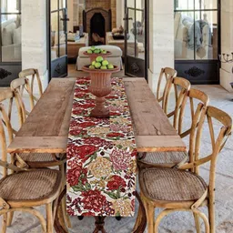 PRAKARTIK Red & Beige Floral Printed Pure Cotton Durable Table Runner-34