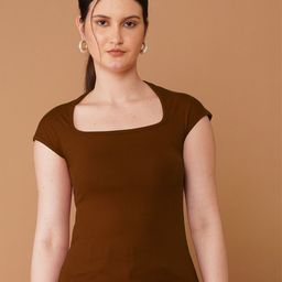 Chemistry Extended Sleeves Scoop Neck Cotton Top-image-98