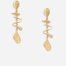 ToniQ Gold Plated Contemporary Shape Drop Earrings-11