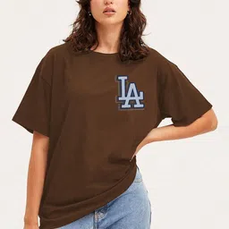 Moda Rapido Women Typography Printed Round Neck Cotton Oversized T-shirt-picture-15