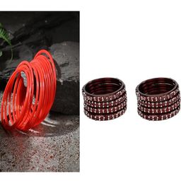 SOMIL Women Pack Of 2 Red And Maroon Glass Ethnic Handcrafted Traditional Bangle-image-86