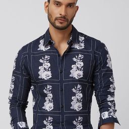 Mufti Men Spread Collar Cotton Slim Fit Casual Shirt-picture-0