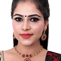 VATSALYA creation Women Red Artificial Stones Gold-Plated Ethnic Jewellery Set-24