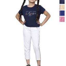 BAESD Girls Pack Of 5 Solid Side Piping Regular Capris-2