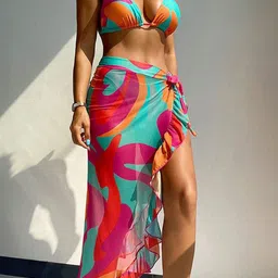 Plus Curvves Women Printed Ruffle Trim Swim Set-image-68