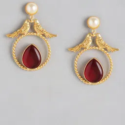 Anouk Gold-Plated Artificial Beaded Contemporary Drop Earrings image 4