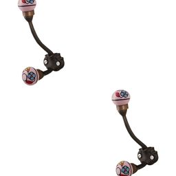 IndianShelf Pink 2 Pieces Ceramic Rack Wall Mounted Hooks Door Hanger-18