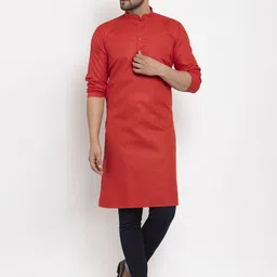 Kaifoo Band Collar Long Sleeves Straight Kurta-image-55