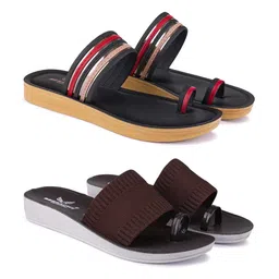 BERSACHE Women Set of 2 One Toe Flats-image-54