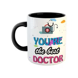 ARTBUG White & Black Printed Ceramic Glossy Finish Dishwasher & Microwave Safe Mugs 350 ml-image-42