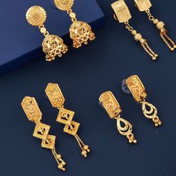 Anouk Set Of 4 Gold-Plated Ghungroo Beaded Dome Shaped Jhumkas-picture-51