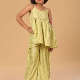 The Mini Trunk Girls Floral Embroidered Kurta with Palazzo-image-73
