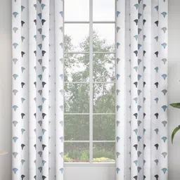 GM White & Blue Set of 2 Ethnic Motifs Room Darkening Door Curtain-image-43