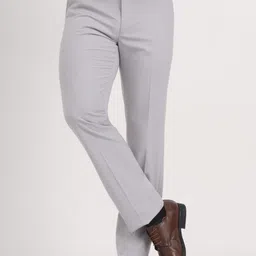 JB STUDIO Men Solid Slim Fit Mid Rise Formal Trousers-image-4