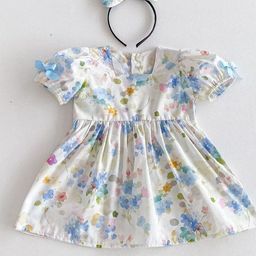 LULU & SKY Floral Print Puff Sleeve A-Line Dress-image-97