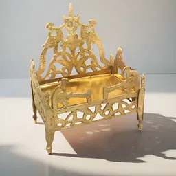 Nyra Kitchenware Gold Toned Peetal Singhasan Throne For God Idols-25