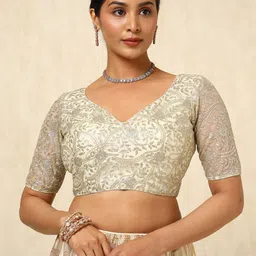 Soch Embellished Sequins V-Neck Saree Blouse-image-22