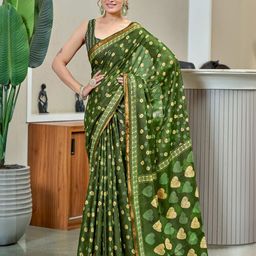 PEENGAX Zari Pure Cotton Bagru Saree-image-89