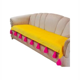 THROWPILLOW Yellow & Pink Solid Polyester 1 Piece Sofa Cover-image-93