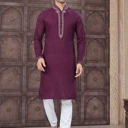 OUTLUK Floral Embroidered Mandarin Collar Thread Work Cotton Straight Kurta-image-62