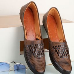 KRITARTH Men Textured Leather Mojaris-image-90