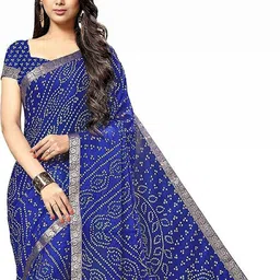The Fashion Attire Printed Bandhani Chiffon Saree (Blue)-picture-7