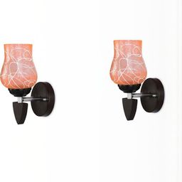 1ST TIME Orange & Black 2 Pieces Printed Glass Cylinder Shaped Wall Lamp-picture-47