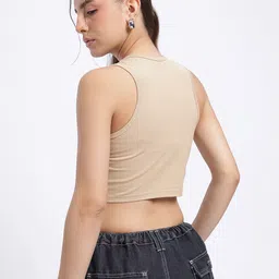 glitchez Vibe Check Printed Fitted Crop Asymmetric Top image 2