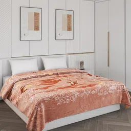 Monte Carlo Brown 850 GSM Floral Heavy Winter Double Bed Blanket-36