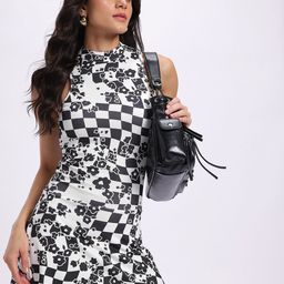 glitchez Checked Printed A-Line Mini Dress-image-47