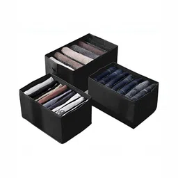 HOUSE OF QUIRK Black Set of 3 Regular Drawer Organiser Organisers-9