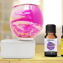 PEEPALCOMM 3Pcs Pink & White Marble Electric-Printed Aroma Oil Diffuser With Scented Oils-54