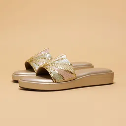 ERIDANI Women Embellished Open Toe Flats-image-33