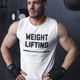 Wod Armour Typography Printed Sleeveless Round Neck Cotton Sports T-shirt-image-80