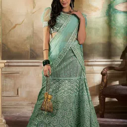 Kvsfab Embroidered Sequinned Semi-Stitched Lehenga & Blouse With Dupatta-picture-15
