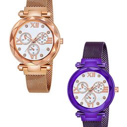 Gopal Shopcart Unisex Pack of 2 Embellished Round Button Regular Analogue Watches-Maganet-image-78
