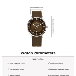 SANSIMAYO Men Textured Dial Date Aperture Analogue Watch SM-WM-174-BROWN image 3