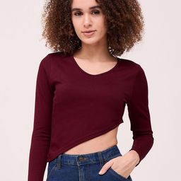 Mayra Women V-Neck Long Sleeves Crop Top-image-75