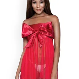 FIMBUL Net Self Design Strapless Baby Doll-image-9