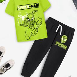 Marvel by Miss and Chief Boys Spider Man Printed Round Neck T-Shirt With Jogger-image-36