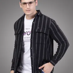 D Finish Men Smart Multi Stripes Striped Casual Shirt-image-34