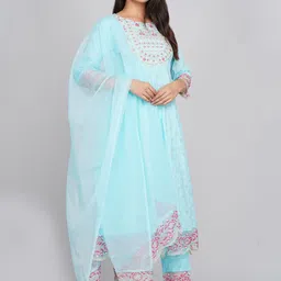 Neemiya Women Bandhani Printed Regular Kurta with Trousers & With Dupatta image 1