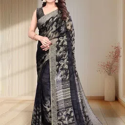 MAGNEITTA Floral Printed Pure Chiffon Saree-picture-25