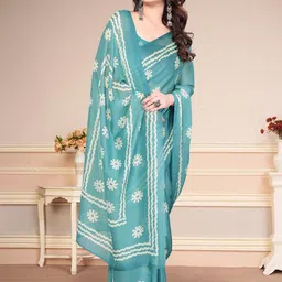 magneitta MAGNEITTAWomen Batik Pure Chiffon Block Print Saree image 4