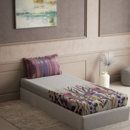 DDecor Purple & Grey Floral 144 TC Single Bedsheet with 1 Pillow Covers-picture-41