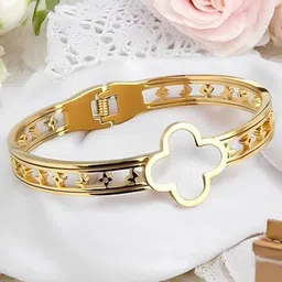 DressBerry Women American Diamond Antique Gold-Plated Bangle-Style Bracelet-6