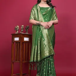 yourwish Woven Design Zari Banarasi Saree With Unstitched Blouse Piece-image-80