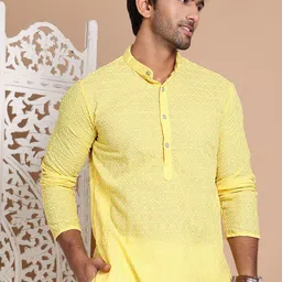 Anouk Men Embroidered Regular Chikankari Pure Cotton Kurta with Pyjamas-image-30